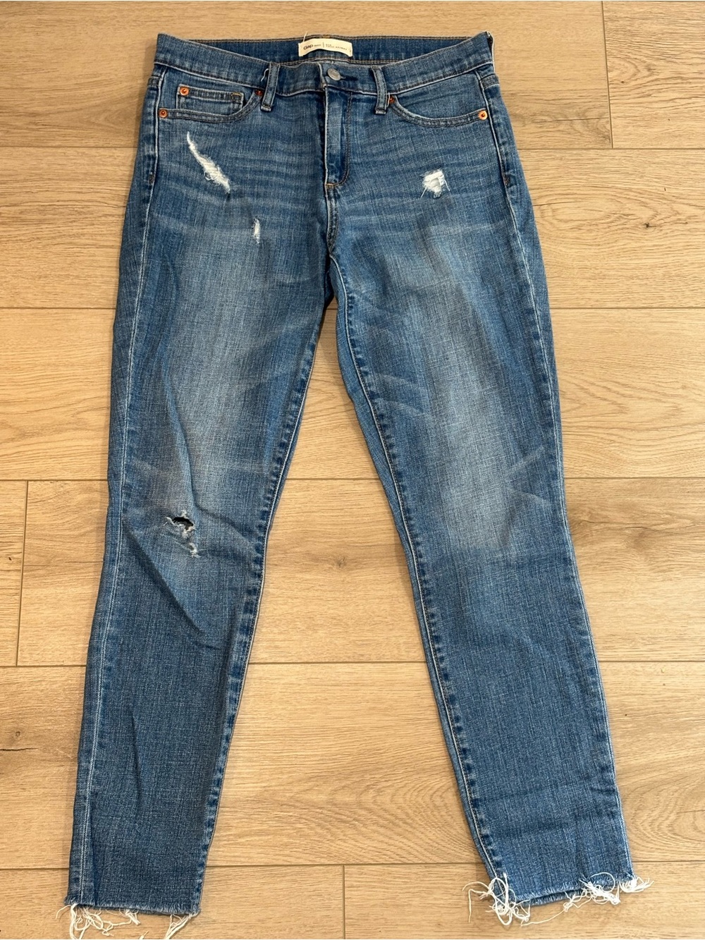 GAP Women's Distressed Raw Hem True Skinny Jeans